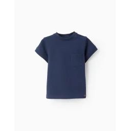 T-shirt En Piqué De Coton Avec Poche Bleu Foncé