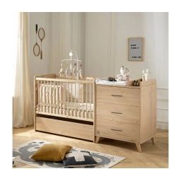 Lit combiné 60×120 évolutif en 90×190 avec commode 3 tiroirs Arty