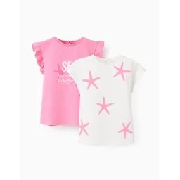 Pack 2 T-shirts Avec Motifs Et Imprimés Rose