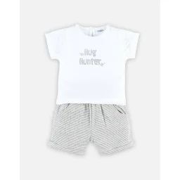 Set t-shirt et short rayé en coton bleu