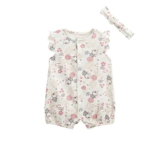 Combishort Bébé + Bandeau Mya Blanc