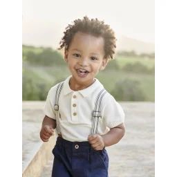 Polo en tricot bébé écru