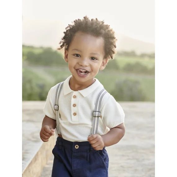 Polo en tricot bébé écru