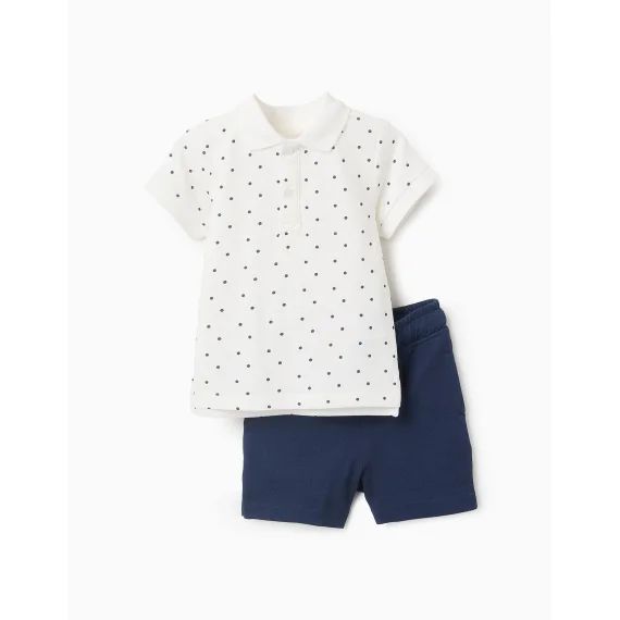 T-shirt-polo À Pois + Short Blanc