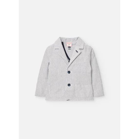 Veste En Coton Avec Imprimé Rayures Bleu