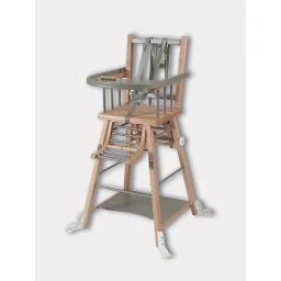 Chaise Haute Traditionnelle Transformable Combelle Marcel En Hêtre Massif Gris Foncé