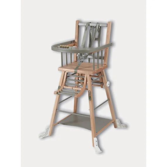 Chaise Haute Traditionnelle Transformable Combelle Marcel En Hêtre Massif Gris Foncé