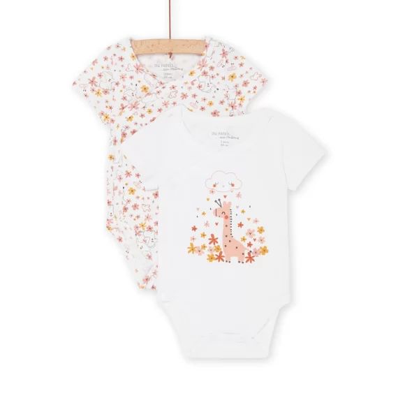 Lot De 2 Bodys Blancs À Motif Et Imprimé Fantaisie