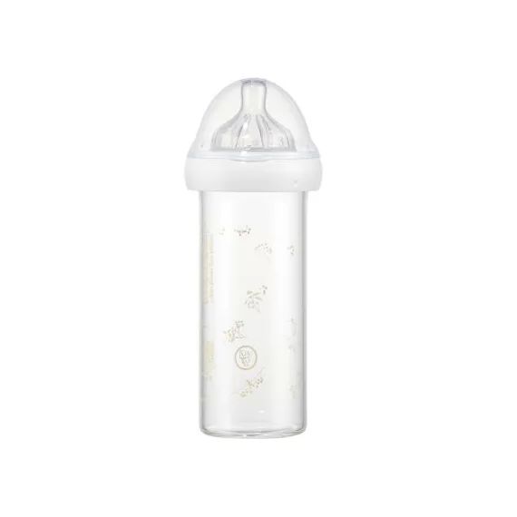 Biberon verre anti colique Gypsophile sable 240ml (personnalisable)