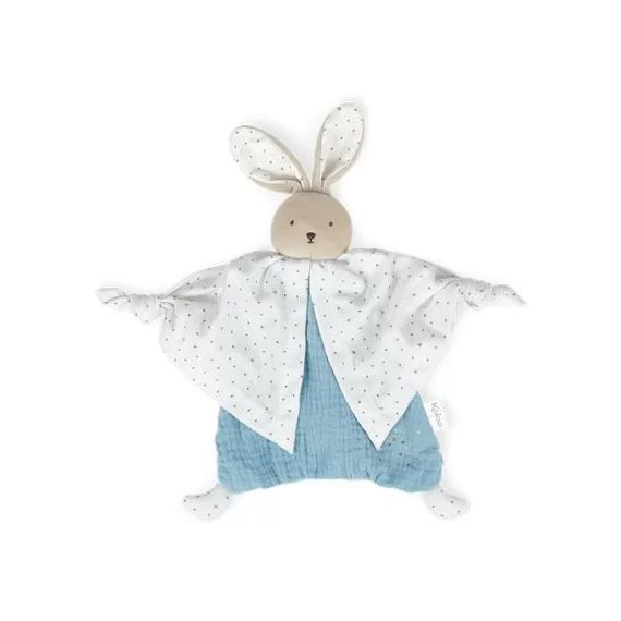 Doudou plat Petit pas lapinou bleu
