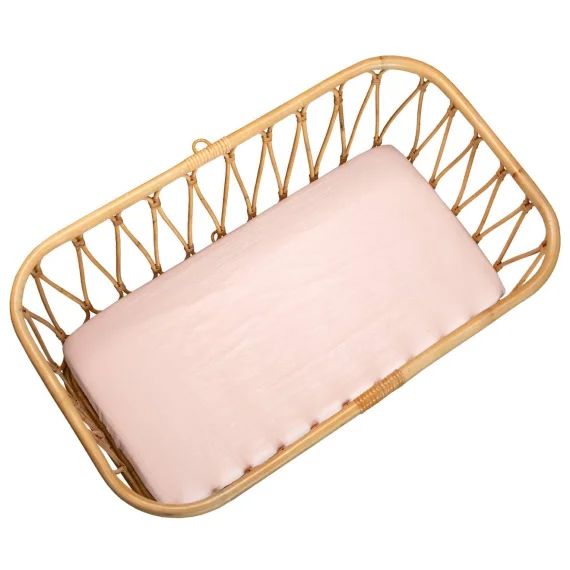 Drap Housse Berceau En Gaze De Coton À Carreaux Rose