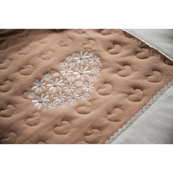Grand Tapis De Jeu En Coton Matelassé Blanc/rose