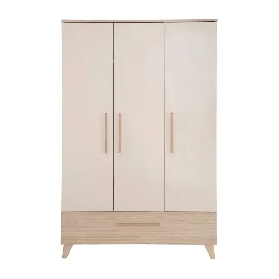 Armoire Bébé 3 Portes 1 Tiroir – Fermeture Douce Sidney Cashmere / Chêne