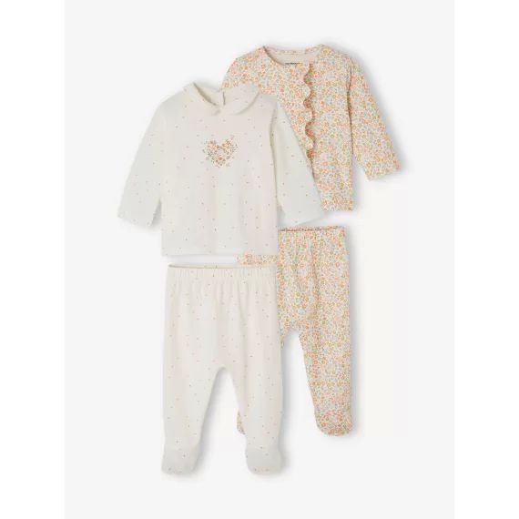 Lot de 2 pyjamas bébé 2 pièces en jersey écru