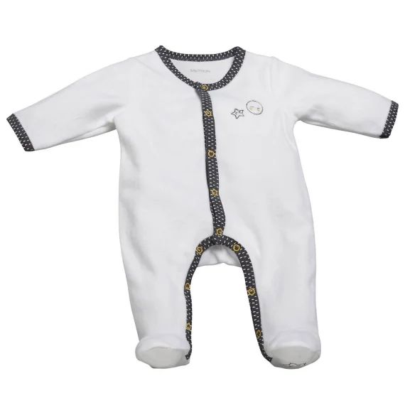 Pyjama Bébé En Velours Blanc/gris