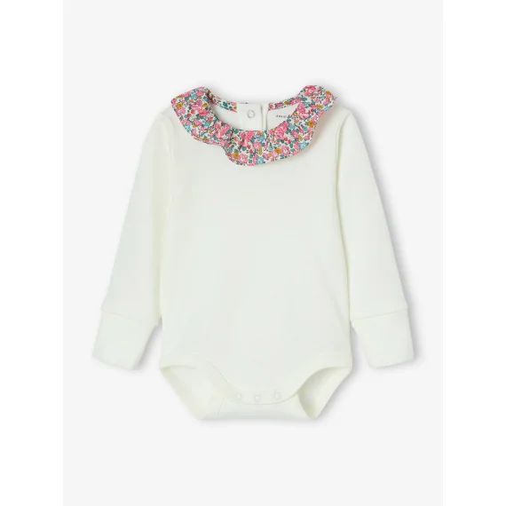 Body évolutif col en tissu Liberty personnalisable ENVIE DE FRAISE écru
