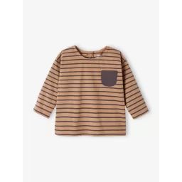 Tee-shirt rayé bébé manches longues rayé beige