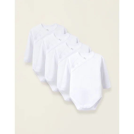 Pack 4 Bodies En Coton Cardé Blanc