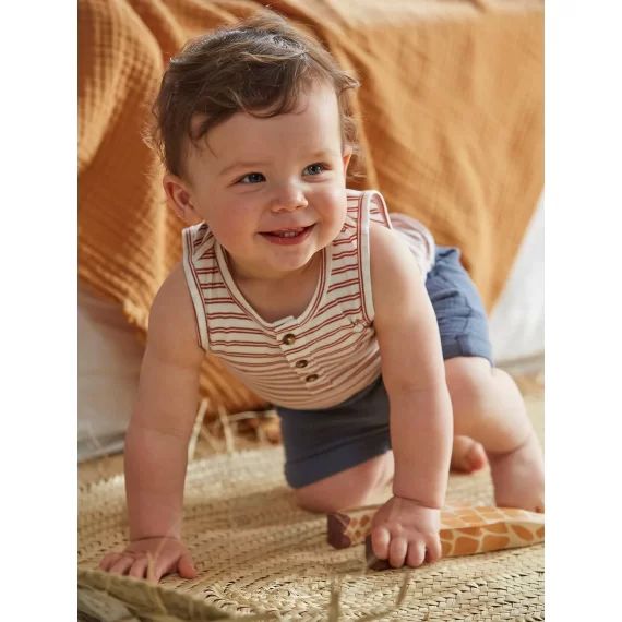 Short en gaze de coton bébé bleu jean