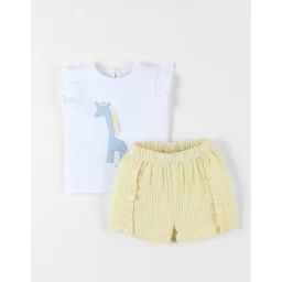 Ensemble T-shirt Girafe + Short Jaune/écru Blanc