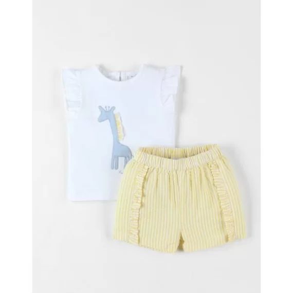 Ensemble T-shirt Girafe + Short Jaune/écru Blanc