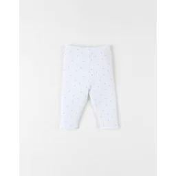 Legging En Jersey Côtelé Imprimé Fleuri Blanc