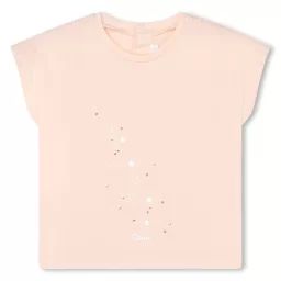 T-shirt avec imprimé et smocks Fille Beige