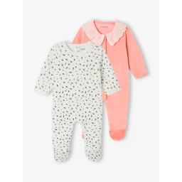 Lot de 2 dors-bien en velours pêche
