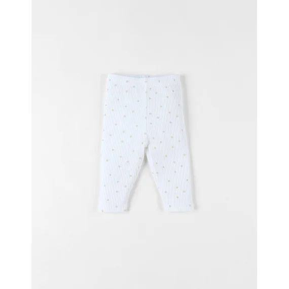 Legging En Jersey Côtelé Imprimé Fleuri Blanc
