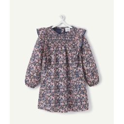 La robe bleue fleurie à volants