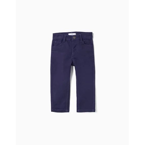 Pantalon En Sergé De Coton Bleu Foncé
