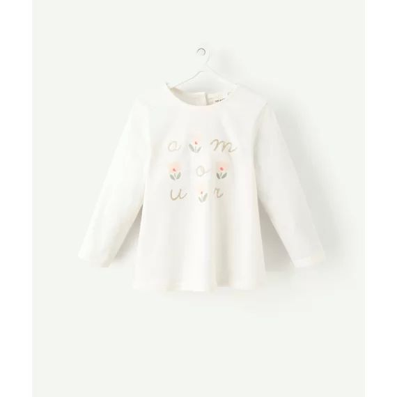 T-shirt bébé fille en coton biologique blanc avec message –  – Soldes