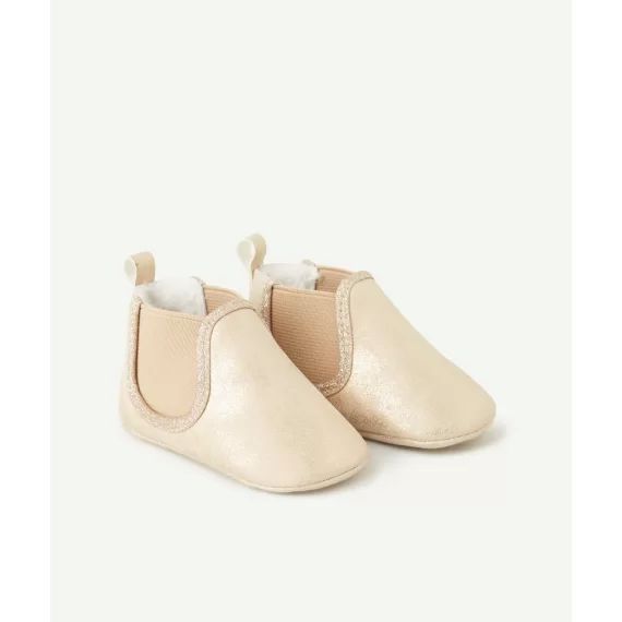 Chaussons élastiqués bébé fille couleur dorés et pailletés