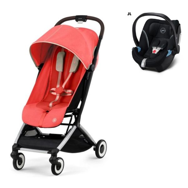 Poussette Cybex Orfeo – Hibiscus Red + Coque Auto Aton 5 – Deep Black