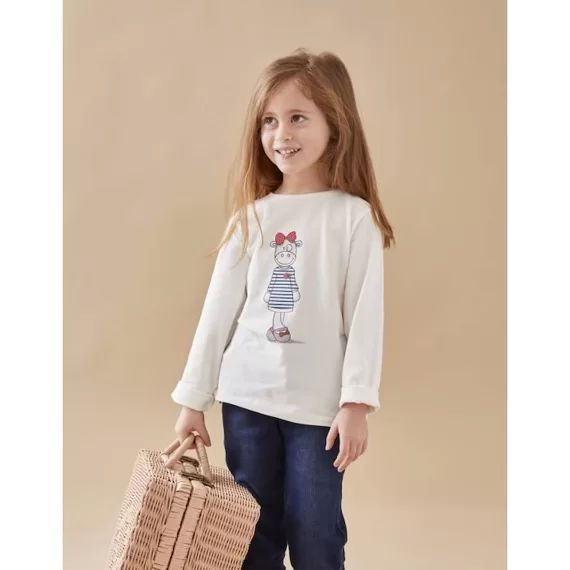 T-shirt en jersey manches longues imprimé Lola blanc
