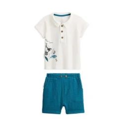 Ensemble Bébé T-shirt Et Short Magic Ocean – Petit Beguin – Garçon – Bleu – Coton Bleu