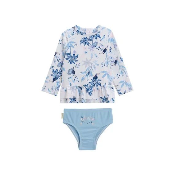 Maillot De Bain Bébé 2 Pièces T-shirt De Protection Uv & Culotte Moorea Bleu