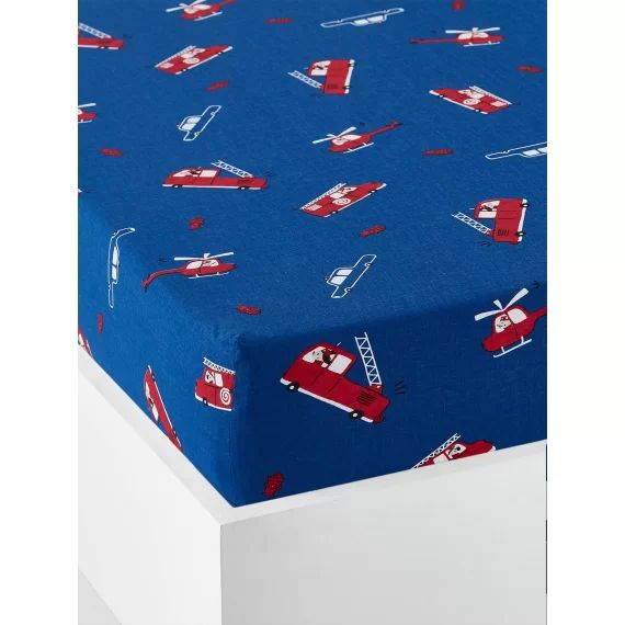 Drap-housse enfant PETIT POMPIER bleu