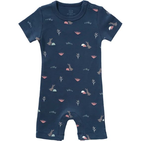 Pyjama léger en coton bio Rabbit mood indigo (0-3 mois : 50 à 60 cm)