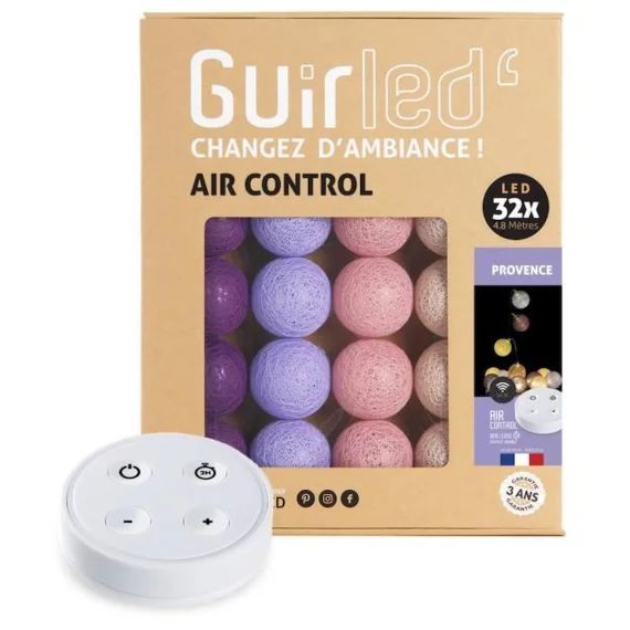 Guirlande lumineuse boules coton LED USB – Télécommandée -Veilleuse bébé 2h –  4 intensités – 32 boules 3,2m – Provence violet