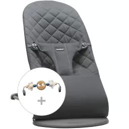 Transat avec Arche de jeu – Anthracite / Coton, matelassage Classique / Gris foncé / Yeux espiègles Pastels