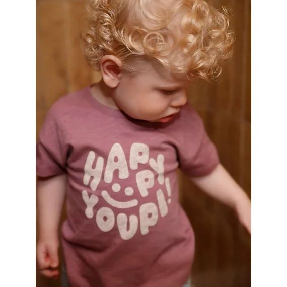 T-Shirt Happy Youpi bébé manches courtes en coton bio violet