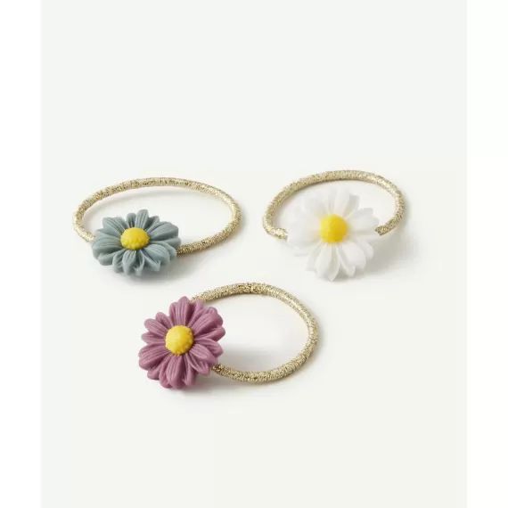 Le lot de 3 élastiques à fleurs colorées en gomme –  – Soldes