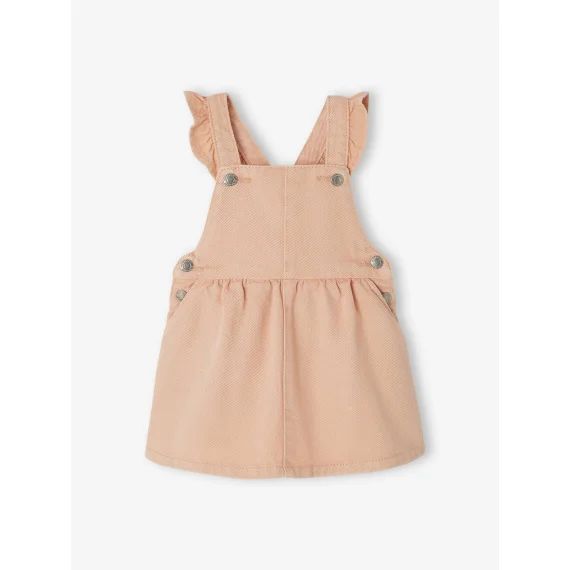 Robe salopette bébé bretelles volantées rose