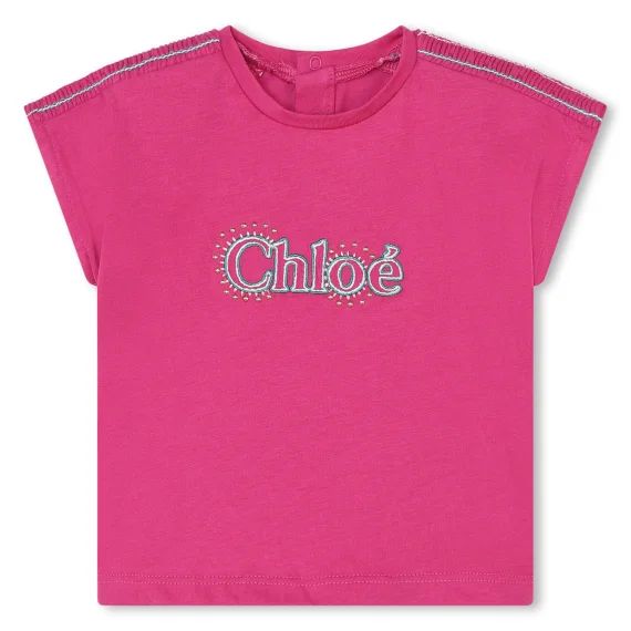 T-shirt avec imprimé et smocks Fille Rose