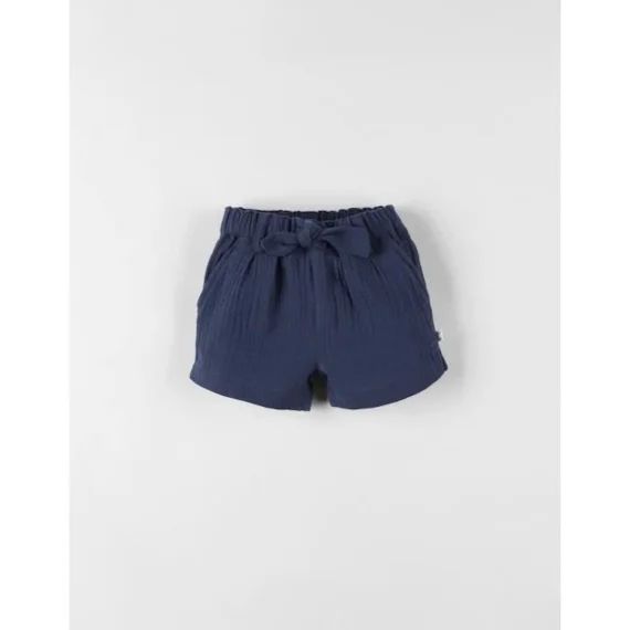 Short En Mousseline De Coton Bleu