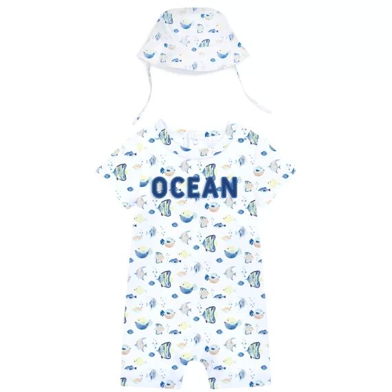 Combi-short et chapeau Garçon Blanc