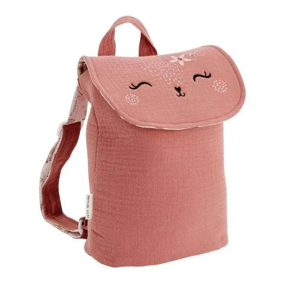 Sac À Dos Enfant Petit Beguin Sahara – Rose – 27 X 24 Cm – Gaze De Coton Douce Rose