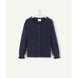 Gilet bébé fille en tricot bleu marine –  – Soldes