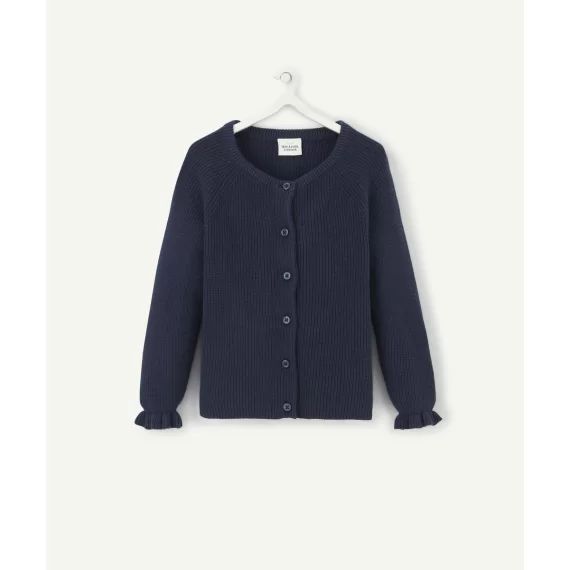 Gilet bébé fille en tricot bleu marine –  – Soldes